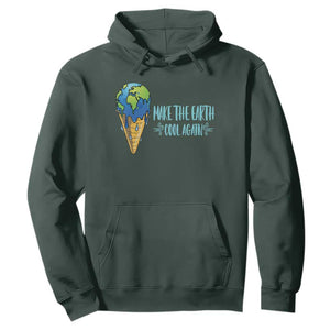 Earth Day Hoodie Make The Earth Cool Again Funny Melting Ice Cream TS09 Dark Forest Green Printyourwear