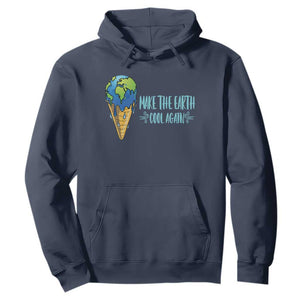 Earth Day Hoodie Make The Earth Cool Again Funny Melting Ice Cream TS09 Navy Printyourwear