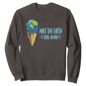 Earth Day Sweatshirt Make The Earth Cool Again Funny Melting Ice Cream TS09 Dark Chocolate Printyourwear