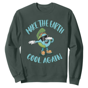 Earth Day Sweatshirt Make The Earth Cool Again Dabbing Kids Boys TS09 Dark Forest Green Printyourwear