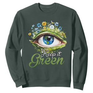 Earth Day Keep It Green Aesthetic Eye Sweatshirt TS09 Dark Forest Green Printyourwear