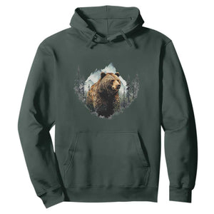 Nature Lover Hoodie Bear Wildlife Outdoor Mountains Forest Earth Day TS09 Dark Forest Green Printyourwear