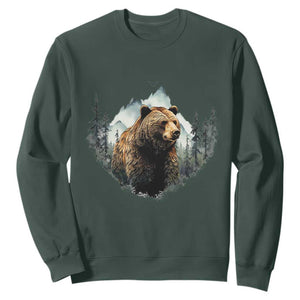 Nature Lover Sweatshirt Bear Wildlife Outdoor Mountains Forest Earth Day TS09 Dark Forest Green Printyourwear