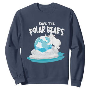 Earth Day Sweatshirt Save The Polar Bears Climate Awareness TS09 Navy Printyourwear