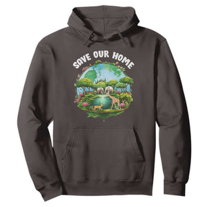 Earth Day Hoodie Save Our Home Animals Wildlife Nature Lover TS09 Dark Chocolate Printyourwear