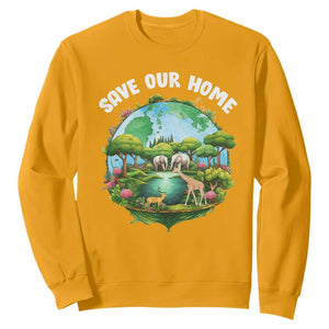 Earth Day Sweatshirt Save Our Home Animals Wildlife Nature Lover TS09 Gold Printyourwear