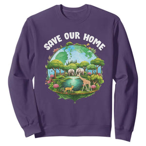 Earth Day Sweatshirt Save Our Home Animals Wildlife Nature Lover TS09 Purple Printyourwear