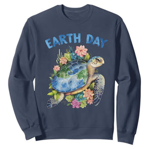 Earth Day Sweatshirt Sea Turtle Save Our Ocean TS09 Navy Printyourwear