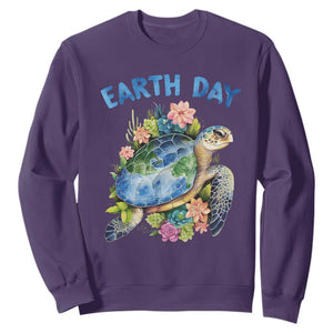 Earth Day Sweatshirt Sea Turtle Save Our Ocean TS09 Purple Printyourwear