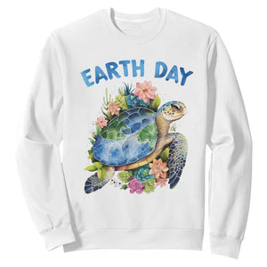 Earth Day Sweatshirt Sea Turtle Save Our Ocean TS09 White Printyourwear