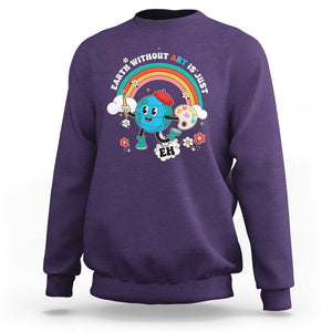 Funny Art Teacher Sweatshirt Earth Without Art Is Just Eh Painting Artist Wordplay Pun TS09 Purple Printyourwear