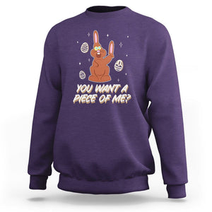 Easter Day Sweatshirt You Want A Piece Of Me Chocolate Bunny TS09 Purple Printyourwear