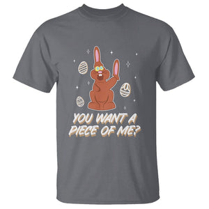 Easter Day T Shirt You Want A Piece Of Me Chocolate Bunny TS09 Charcoal Printyourwear