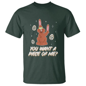 Easter Day T Shirt You Want A Piece Of Me Chocolate Bunny TS09 Dark Forest Green Printyourwear