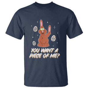 Easter Day T Shirt You Want A Piece Of Me Chocolate Bunny TS09 Navy Printyourwear