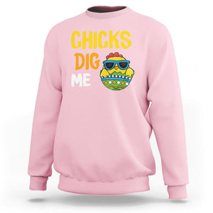 Easter Day Sweatshirt Chicks Dig Me Funny Baby Chicken TS09 Light Pink Printyourwear