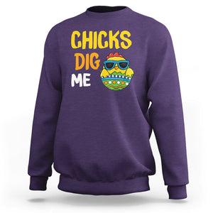 Easter Day Sweatshirt Chicks Dig Me Funny Baby Chicken TS09 Purple Printyourwear
