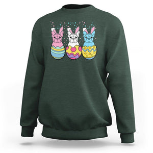 Easter Day Sweatshirt Cute Bunny French Bulldogs Frenchie Dog Lover TS09 Dark Forest Green Printyourwear
