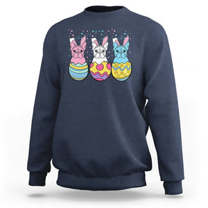 Easter Day Sweatshirt Cute Bunny French Bulldogs Frenchie Dog Lover TS09 Navy Printyourwear