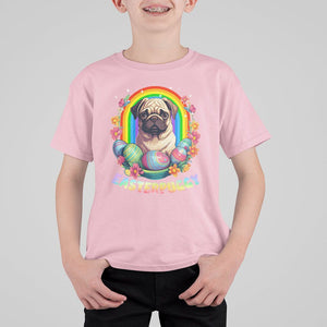 Easter Day T Shirt For Kid Easterpuggy Funny Pug Dog Lover Egg Basket TS09 Light Pink Printyourwear