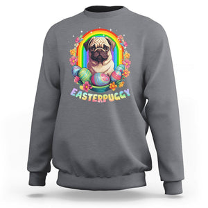 Easter Day Sweatshirt Easterpuggy Funny Pug Dog Lover Egg Basket TS09 Charcoal Printyourwear
