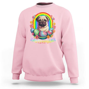 Easter Day Sweatshirt Easterpuggy Funny Pug Dog Lover Egg Basket TS09 Light Pink Printyourwear