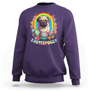 Easter Day Sweatshirt Easterpuggy Funny Pug Dog Lover Egg Basket TS09 Purple Printyourwear