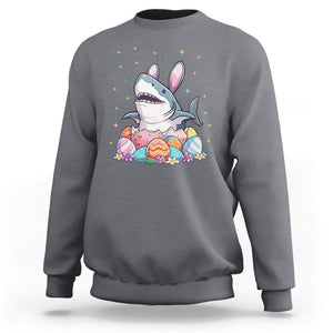 Easter Day Cute Bunny Shark Egg Basket Sweatshirt TS09 Charcoal Printyourwear