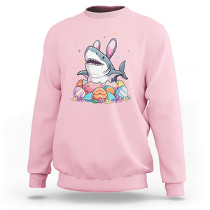 Easter Day Cute Bunny Shark Egg Basket Sweatshirt TS09 Light Pink Printyourwear