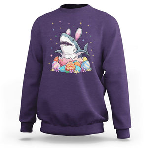 Easter Day Cute Bunny Shark Egg Basket Sweatshirt TS09 Purple Printyourwear