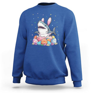 Easter Day Cute Bunny Shark Egg Basket Sweatshirt TS09 Royal Blue Printyourwear