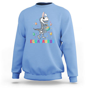 Easter Day Sweatshirt Eggasaurus Stegosaurus Dinosaur Egg Bunny TS09 Carolina Blue Printyourwear