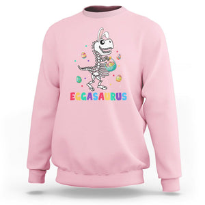 Easter Day Sweatshirt Eggasaurus Stegosaurus Dinosaur Egg Bunny TS09 Light Pink Printyourwear