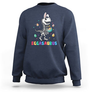 Easter Day Sweatshirt Eggasaurus Stegosaurus Dinosaur Egg Bunny TS09 Navy Printyourwear