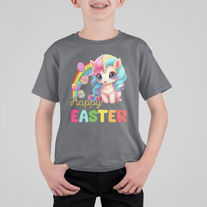 Easter Day Cute Unicorn Bunny Egg Basket T Shirt For Kid TS09 Charcoal Printyourwear