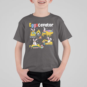 Easter Day T Shirt For Kid Eggscavator Egg Hunt Construction Trucks Toddler Boys TS09 Dark Chocolate Printyourwear