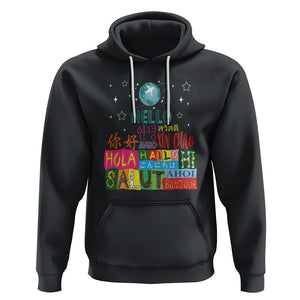 Travel Lover Hoodie Hello Word in Different Languages Greetings TS09 Black Printyourwear