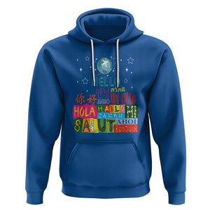 Travel Lover Hoodie Hello Word in Different Languages Greetings TS09 Royal Blue Printyourwear