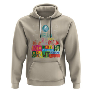 Travel Lover Hoodie Hello Word in Different Languages Greetings TS09 Sand Printyourwear