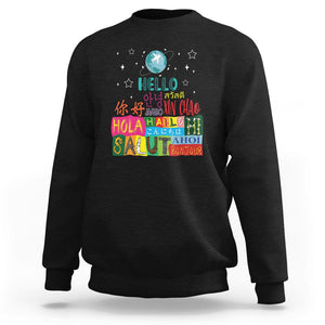 Travel Lover Sweatshirt Hello Word in Different Languages Greetings TS09 Black Printyourwear