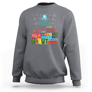 Travel Lover Sweatshirt Hello Word in Different Languages Greetings TS09 Charcoal Printyourwear