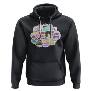 Travel Lover Hoodie Hello Word in Different Languages Greetings TS09 Black Printyourwear