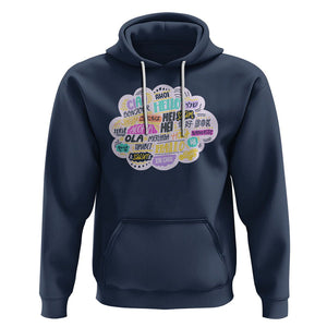 Travel Lover Hoodie Hello Word in Different Languages Greetings TS09 Navy Printyourwear
