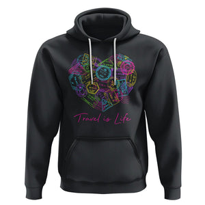 Travel Lover Hoodie Vintage Stamp Flight Travel Vacation Cruise Trip TS09 Black Printyourwear