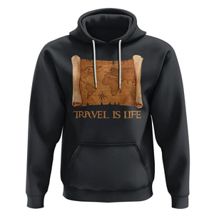 Travel is Life Hoodie Vintage World Map Traveling TS09 Black Printyourwear