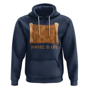 Travel is Life Hoodie Vintage World Map Traveling TS09 Navy Printyourwear