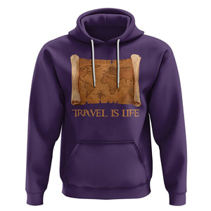 Travel is Life Hoodie Vintage World Map Traveling TS09 Purple Printyourwear