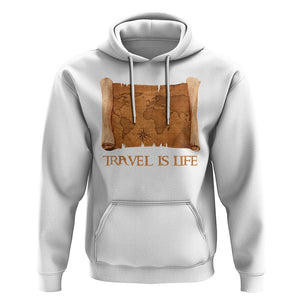 Travel is Life Hoodie Vintage World Map Traveling TS09 White Printyourwear