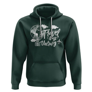 Travel Is My Therapy Hoodie World Traveling TS09 Dark Forest Green Printyourwear