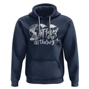 Travel Is My Therapy Hoodie World Traveling TS09 Navy Printyourwear